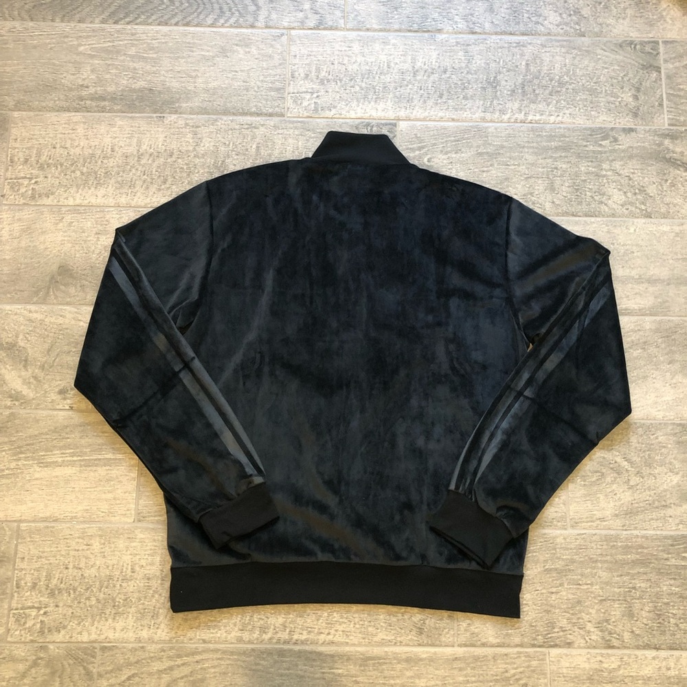 Adidas VELOUR Half Zip Track Sportswear Retro Black Sweater Men’s Size M or L - Picture 6 of 12